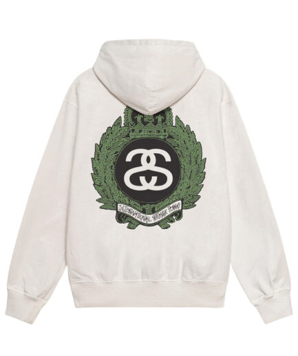 Crown Wreath Stussy White Hoodie